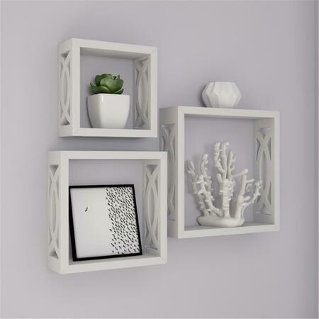 DAPHNES DINNETTE Floating Shelves-Open Cube Wall Shelf Set with Hidden Brackets - White DA3238857